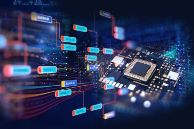 Büyük veri fütüristik görselleştirme soyut illüstrasyon