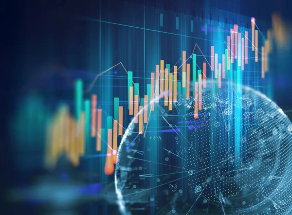 Gráfico financiero sobre tecnología fondo abstracto — Foto de Stock