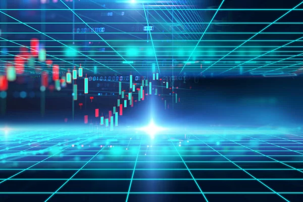 Stock market investment graph with indicator and volume data. — Stock Photo, Image