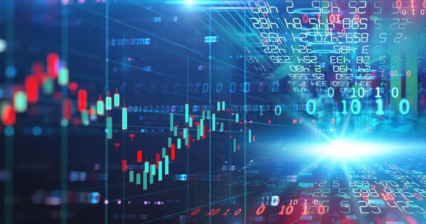 Gráfico de investimento do mercado de ações com dados de indicador e volume . — Fotografia de Stock