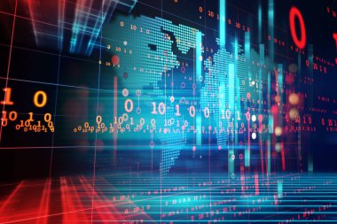 fütüristik dünya harita teknoloji arka plan