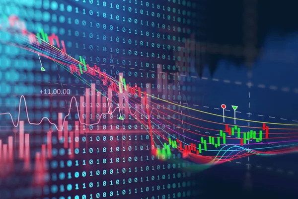 Technische financiële grafiek op abstracte achtergrond van technologie — Stockfoto