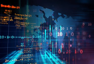 Büyük veri fütüristik görselleştirme soyut illüstrasyon