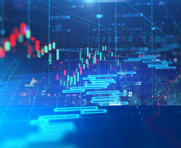 Tekniska finansiella diagram på teknik abstrakt bakgrund — Stockfoto