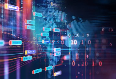 Büyük veri fütüristik görselleştirme soyut illüstrasyon