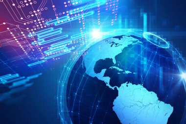 Dünya futuristik teknoloji arka plan illüstrasyon