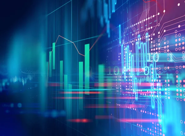 Stock market investment graph with indicator and volume data. — Stock Photo, Image