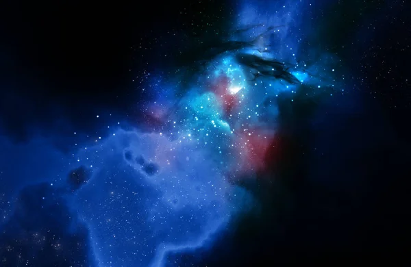 깊은 공간 성운과 은하 배경 3D 그림. — 스톡 사진