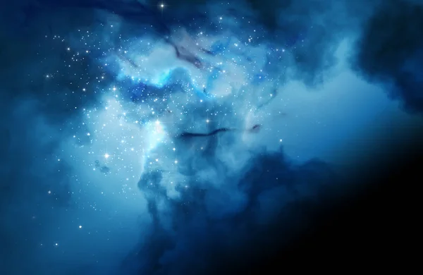 Nebuloasa spațială profundă și fundalul galaxiei ilustrație 3D . — Fotografie, imagine de stoc