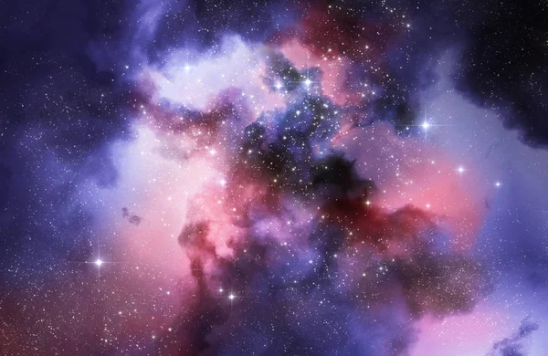 Hluboká vesmírná mlhovina a pozadí galaxie 3D ilustrace. — Stock fotografie