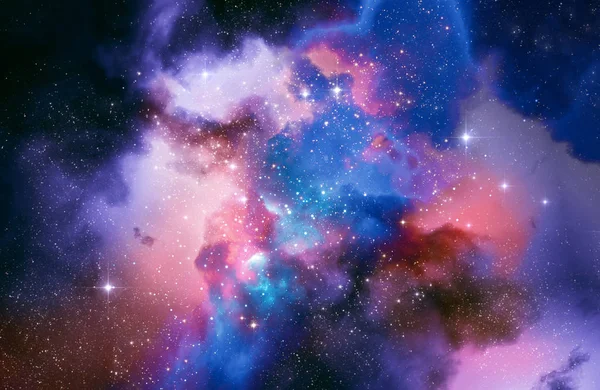 深空星云和星系背景3D插图. — 图库照片