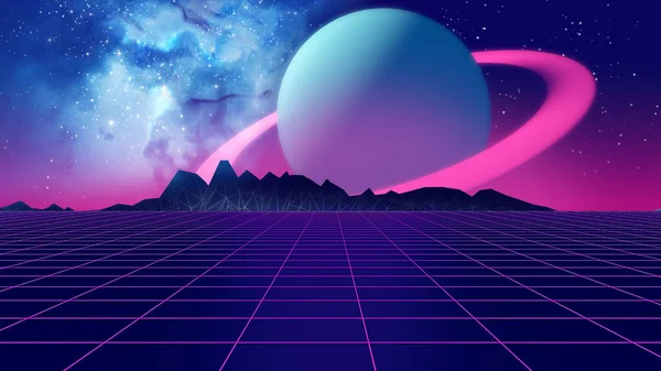 Retro futurista fundo 1980 estilo 3d ilustração . — Fotografia de Stock