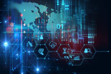 fintech kutsal kişilerin resmi üstünde soyut mali teknolojik altyapı .