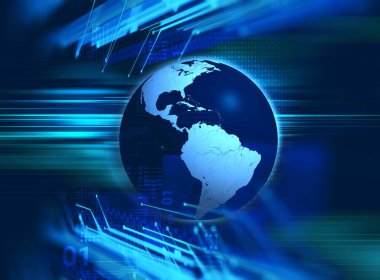 Dünya futuristik teknoloji arka plan 3D render 