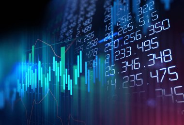 technical financial graph on technology abstract background clipart