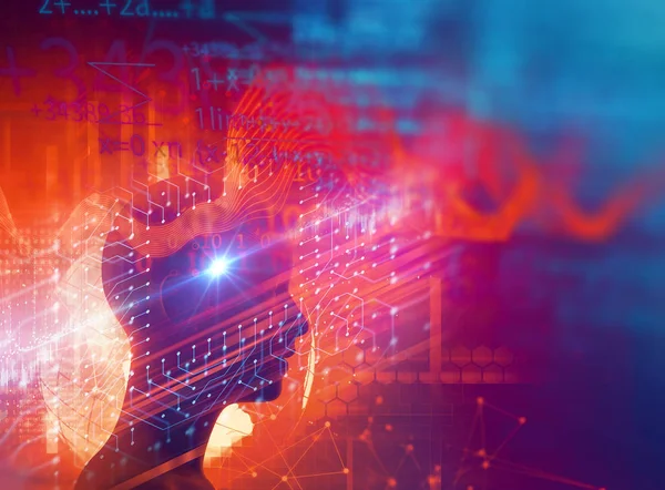 beyin delta dalga formu 3d illustra üzerinde sanal insan silüeti