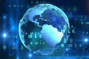 Dünya futuristik teknoloji 3D render 