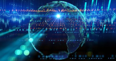 Dünya futuristik teknoloji 3D render 