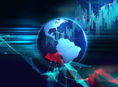 Dünya futuristik teknoloji arka plan illustratio 3D render