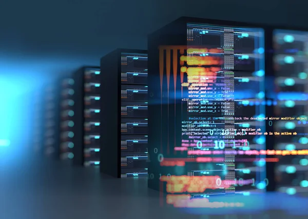 Korridoren Serverrummet Med Serverrack Datacentret Sjuk — Stockfoto