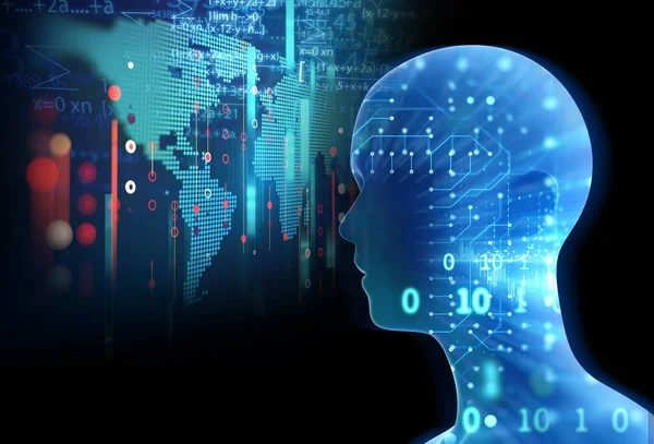 Fogalmi Háttér Mesterséges Intelligencia Emberek Cyber Business Programozási Technológiai Elem — Stock Fotó