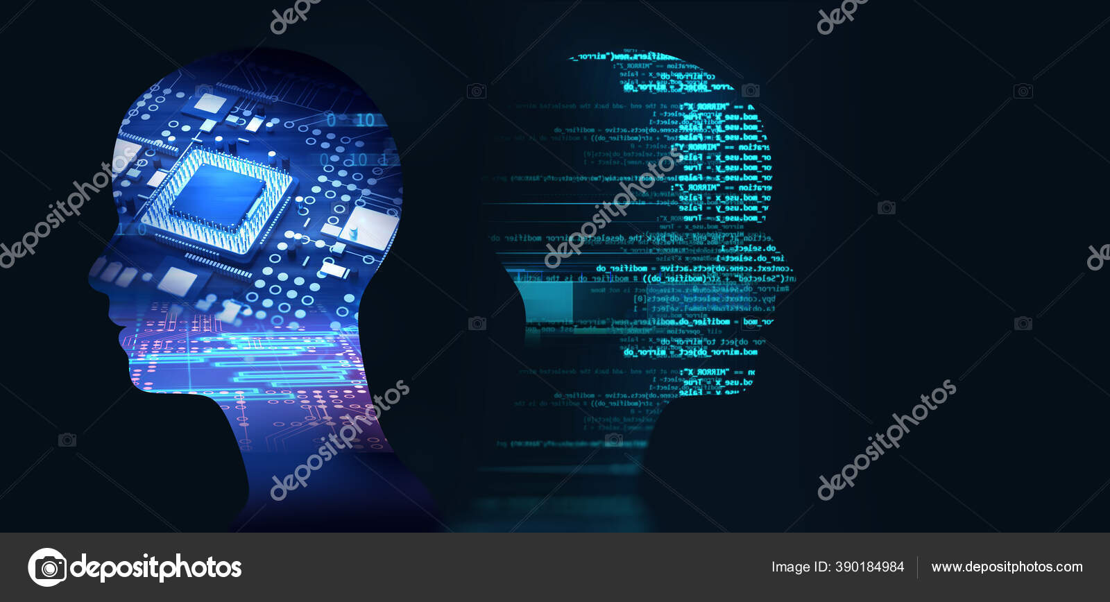 抽象技術における仮想人間のシルエット3dイラストは人工技術を表しています ストック写真 C Monsit