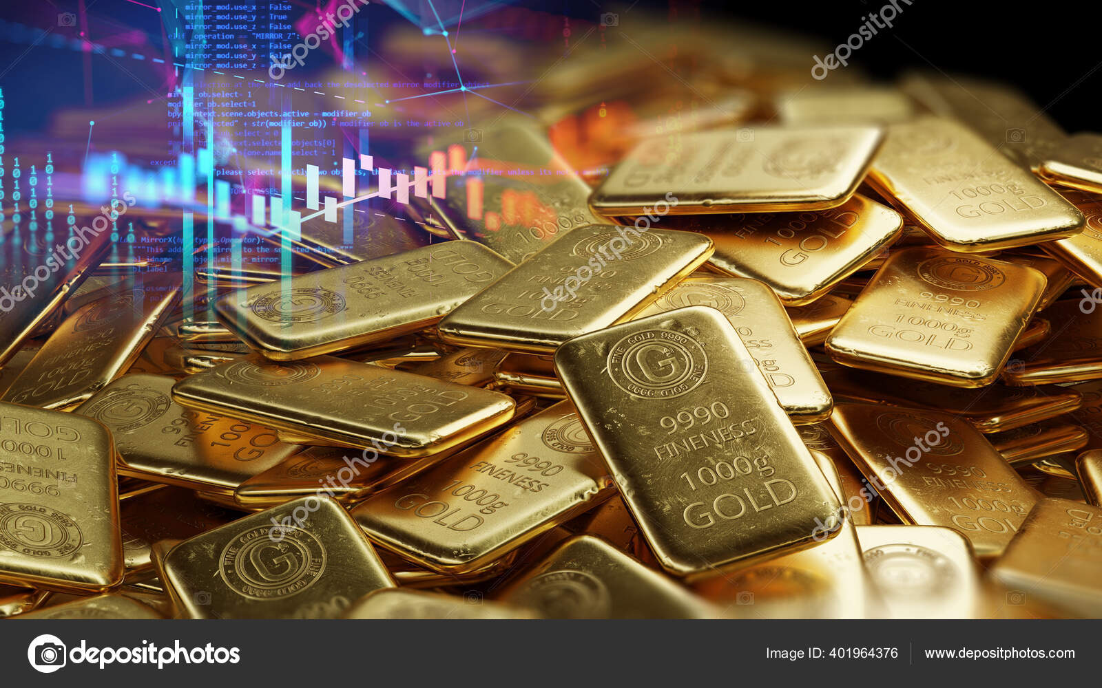 Stack Shiny Gold Bars Financial Gold Price Graph Illustratio Stock