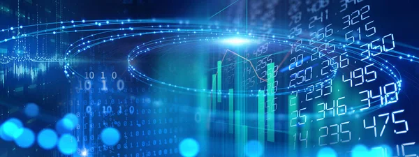 Suddig Bild Fiberoptik Ljus Aktiedata Och Finansiella Diagram Koncept För — Stockfoto