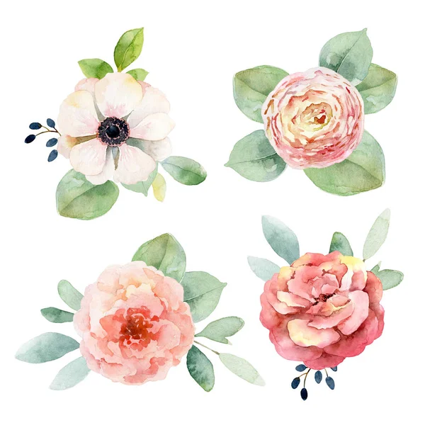 Set de boutonnieres con anémonas y rosas — Foto de Stock