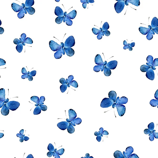 Χωρίς ραφή πρότυπο με μπλε πεταλούδες — Φωτογραφία Αρχείου