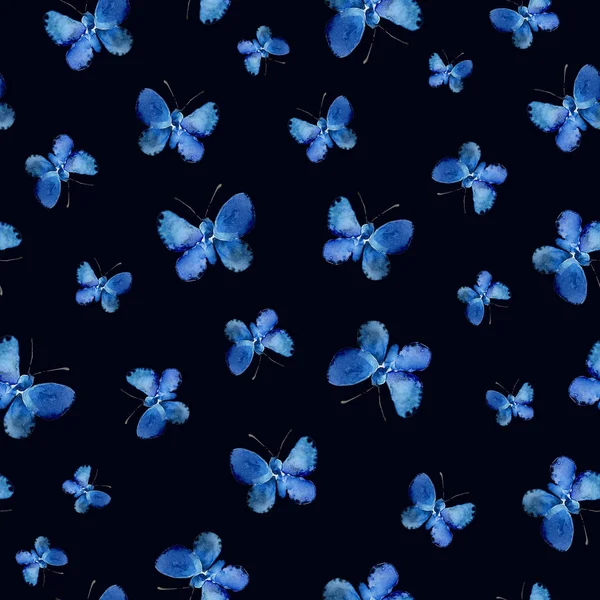 Patrón sin costuras con mariposas azules —  Fotos de Stock