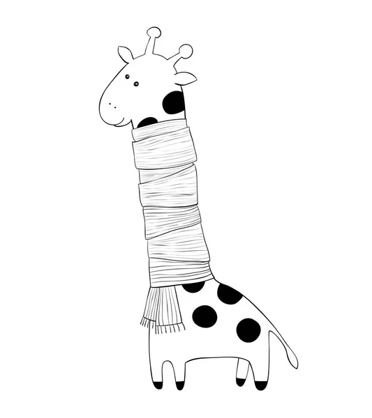 Cute black and white giraffe for coloring book — Stock Vector