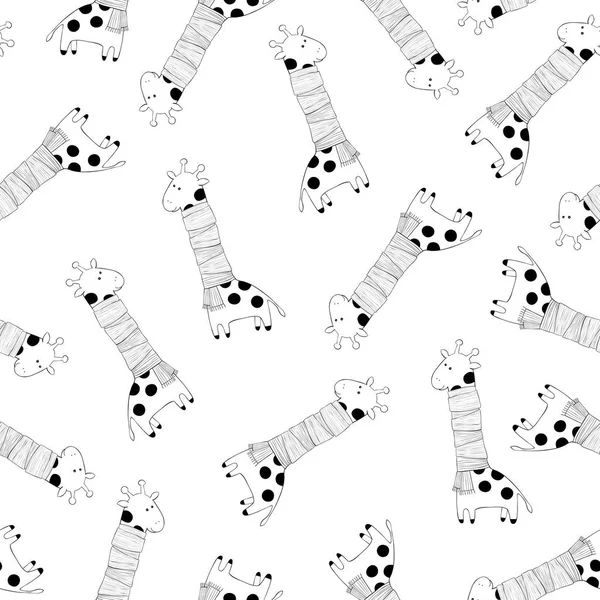Monochrome seamless pattern with giraffes — Stock Vector
