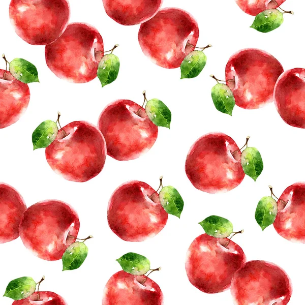 Patrón sin costura de acuarela con manzanas —  Fotos de Stock