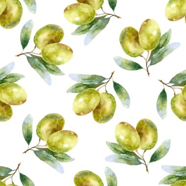 Zeytin ile suluboya Dikişsiz desen