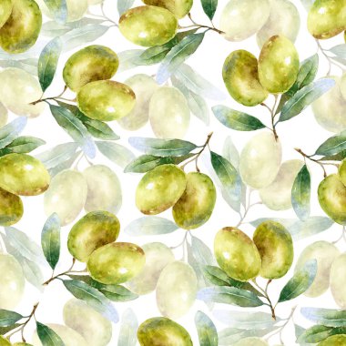 Zeytin ile suluboya Dikişsiz desen