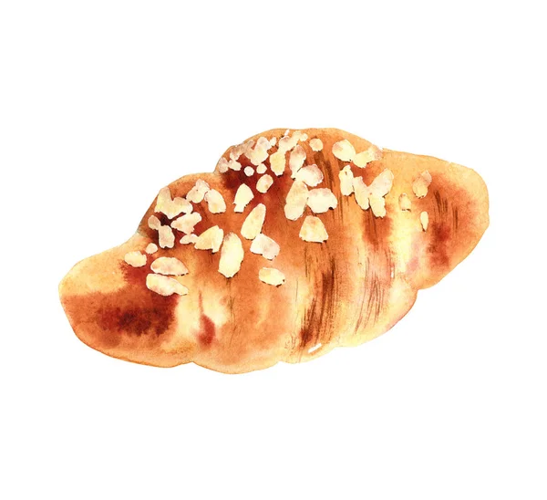 Croissant aquarela no fundo branco — Fotografia de Stock