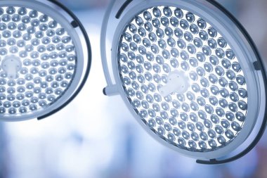 3D render iki ameliyat ışık veya tıbbi lambalar 