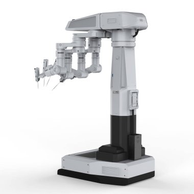 3D render robot cerrahi makine beyaz arka plan üzerinde