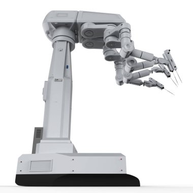 3D render robot cerrahi makine beyaz arka plan üzerinde