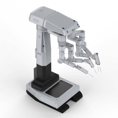 3D render robot cerrahi makine beyaz arka plan üzerinde
