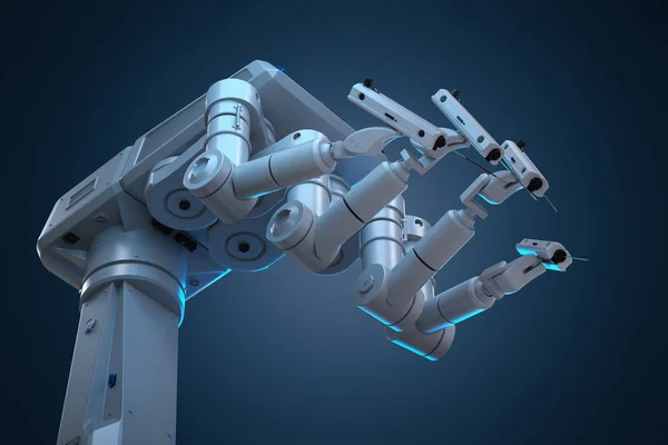 Rendering Ρομπότ Χειρουργική Μηχανή Τέσσερα Χέρια — Φωτογραφία Αρχείου