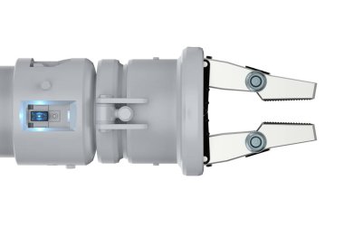 3D render robot el veya robotik kol üzerinde beyaz izole
