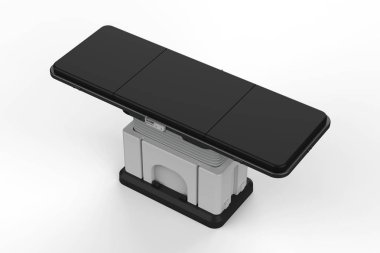 Beyaz adam 3D render sedye veya cerrahi yatakta