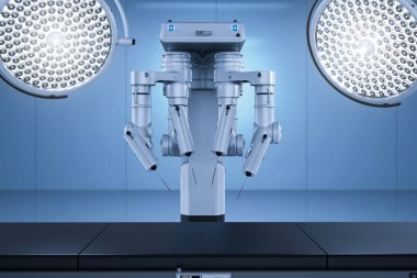 Robotik cerrahi makine ile 3D render cerrahi Oda 