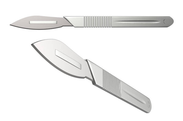 3d rendering scalpel or surgery knife isolated on whit