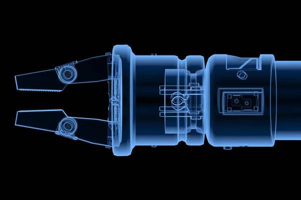 Tubo Prova Tenuta Della Mano Robotica Rendering Con Liquido Giallo — Foto Stock