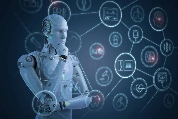 Medische Technologie Concept Met Rendering Robot Werken Met Medische Hud — Stockfoto