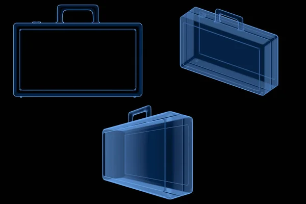 Rendering Ray Briefcase Suitcase Isolated Blac — Stock Photo, Image