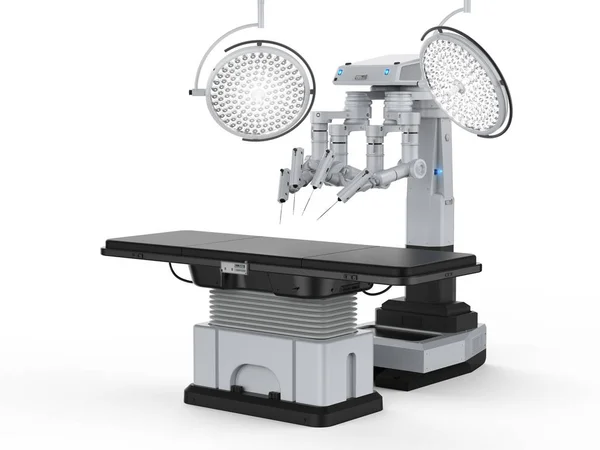 Sala Cirurgia Renderização Com Máquina Cirurgia Robótica Backgroun Branco — Fotografia de Stock